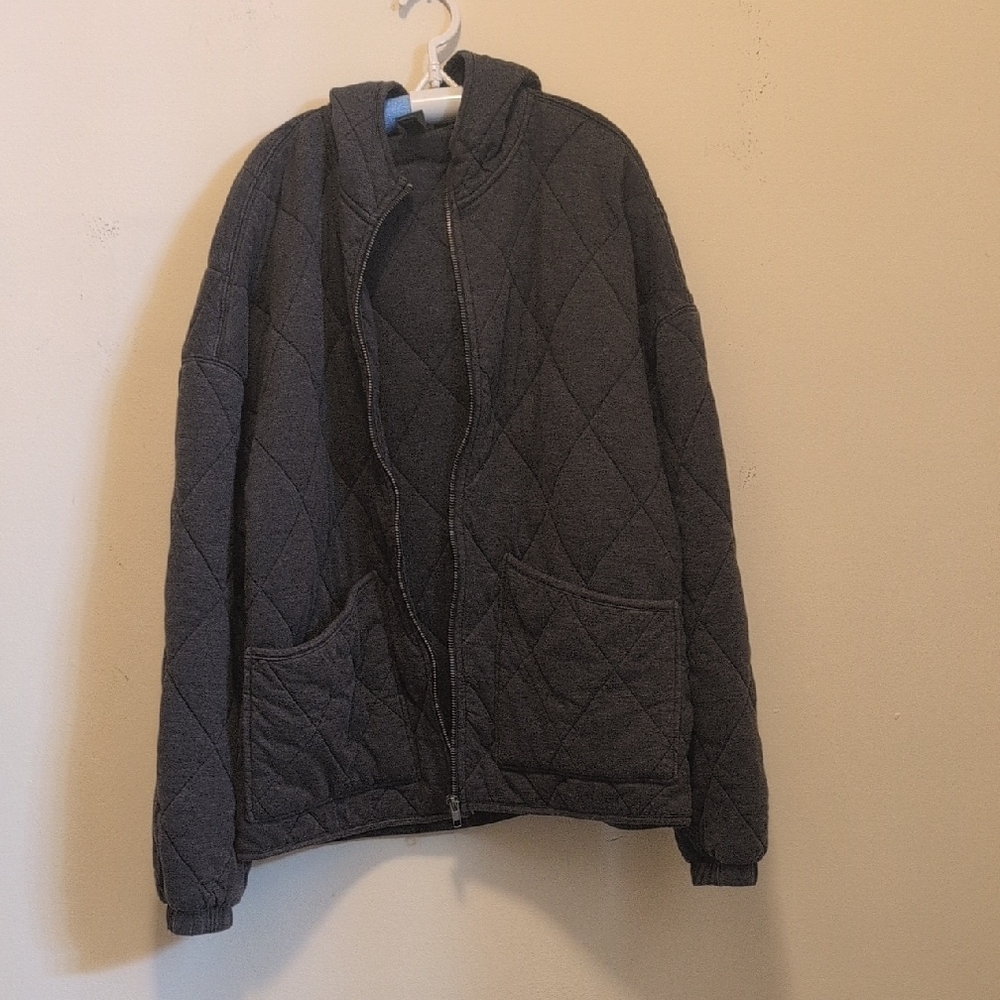 Wild Fable Quilted Gray Hoodie Jacket